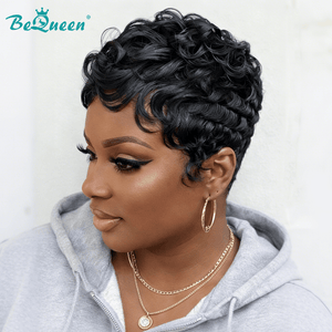 BeQueen Wig PIXIE WIGS Bequeen Finger Wave Machine Made Wig