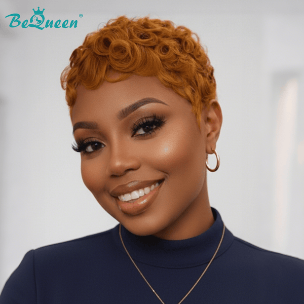 BeQueen Wig PIXIE WIGS Bequeen Finger Wave Orange Pixie Wig