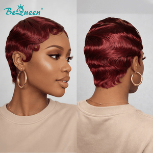 BeQueen Wig PIXIE WIGS Bequeen Finger Wave Short Cut Lace Wig