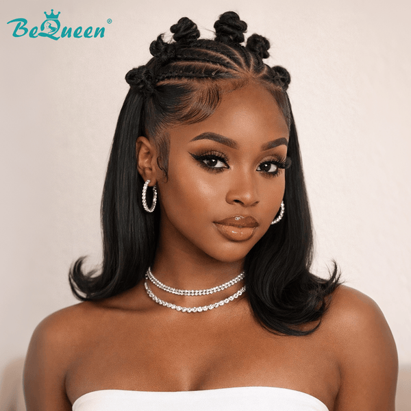 BeQueen Wig Sexy Braid Lace Wig Bequeen Frontal Braided Full Lace 12 Inch 100% Human Hair For Black Woman