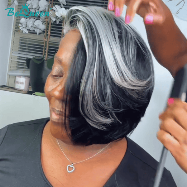 BeQueen Wig Luxurious Customized Wigs Bequeen Frontal Highlight White Bob Wig