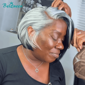 BeQueen Wig Luxurious Customized Wigs Bequeen Frontal Highlight White Bob Wig