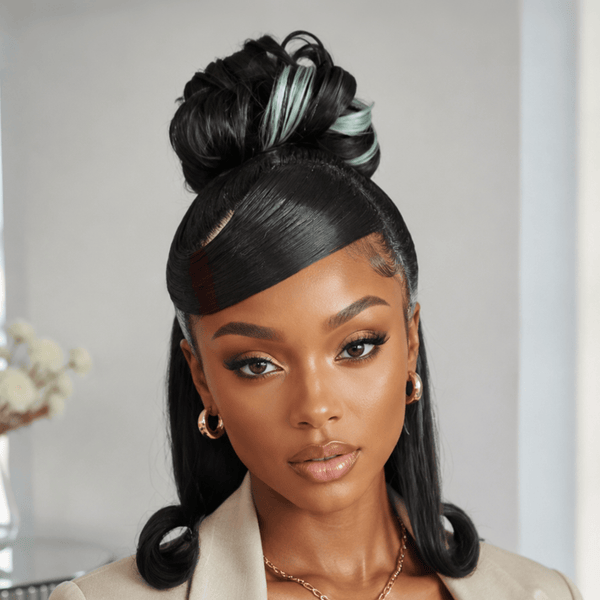 BeQueen Wig Sexy Braid Lace Wig Bequeen Frontal Lace Highlight Green Bun Braided Long Style 100% Human Hair For Black Woman