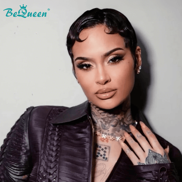 BeQueen Wig FULL LACE WIG Bequeen Full Lace Black Pixie Short Cut Wig