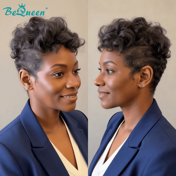 BeQueen Wig PIXIE WIGS Bequeen Full Lace Special Scalp Finger Wave Pixie Wig