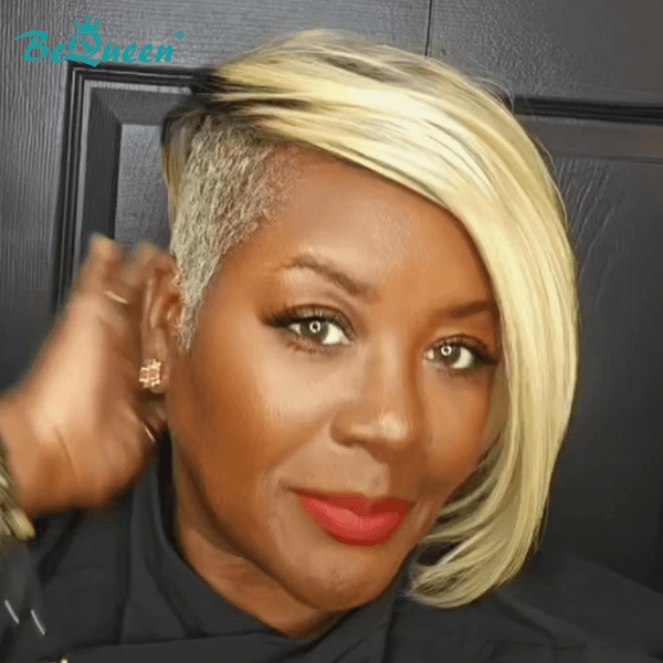 BeQueen Wig TOPPER & MOHAWK Bequeen Gold Side Part Straight Topper