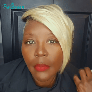 BeQueen Wig TOPPER & MOHAWK Bequeen Gold Side Part Straight Topper