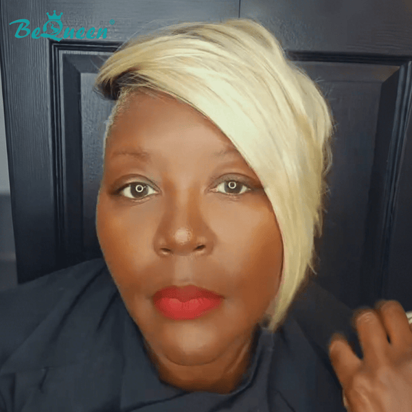 BeQueen Wig TOPPER & MOHAWK Bequeen Gold Side Part Straight Topper