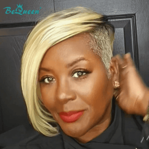 BeQueen Wig TOPPER & MOHAWK Bequeen Gold Side Part Straight Topper