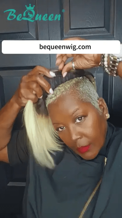 BeQueen Wig TOPPER & MOHAWK Bequeen Gold Side Part Straight Topper