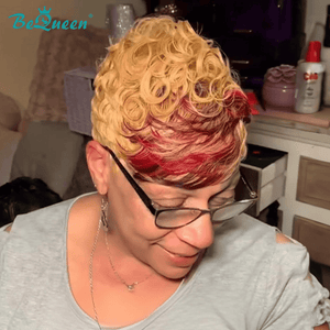 BeQueen Wig PIXIE WIGS Bequeen Golden Highlight Red Finger Wave Pixie Wig