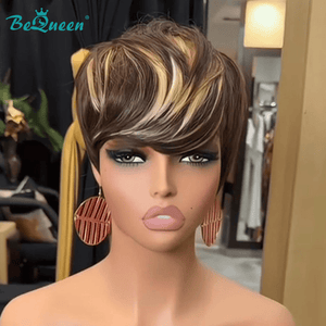BeQueen Wig PIXIE WIGS Bequeen Highlight 613 Brown Pixie Short Cut Wig