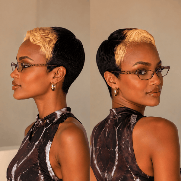 BeQueen Wig PIXIE WIGS Bequeen Highlight Blonde Pixie Cut Frontal Lace Wig For Black Women