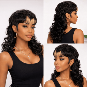 BeQueen Wig Bangs wig Bequeen Highlight Blonde Sheep-roll Long Mullet Wig