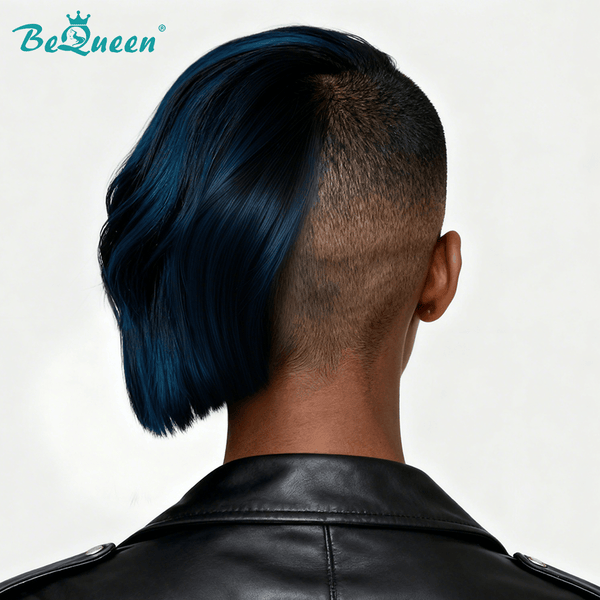BeQueen Wig TOPPER & MOHAWK Bequeen Highlight Blue Machine Made Topper