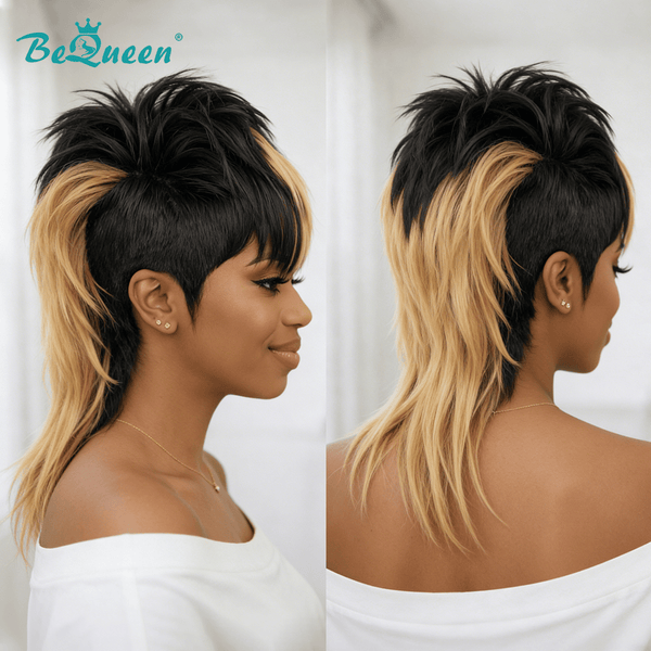 BeQueen Wig Mullet Wig Bequeen Highlight Bronze Straight Mullet Wig