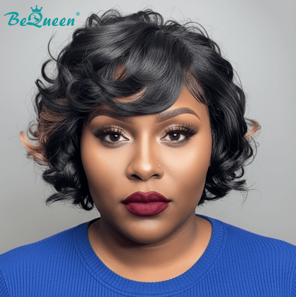 BeQueen Wig Bequeen Highlight Bronze Wave Frontal Lace Bob Wig