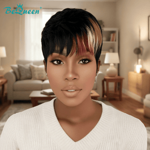 BeQueen Wig PIXIE WIGS Bequeen Highlight Colors Machine Made Pixie Wig