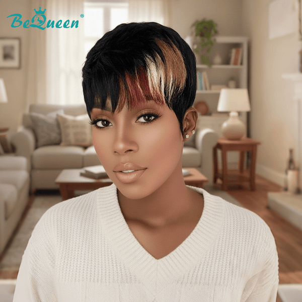 BeQueen Wig PIXIE WIGS Bequeen Highlight Colors Machine Made Pixie Wig