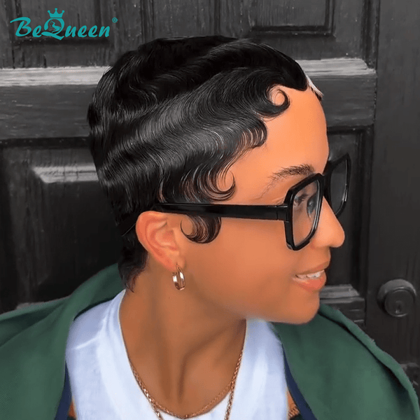 BeQueen Wig PIXIE WIGS Bequeen Highlight Cotton Candy Finger Wave Pixie Wig