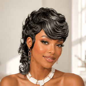 BeQueen Wig Mullet Wig BeQueen Highlight Grey Special Style Long Mullet Wig With Bang