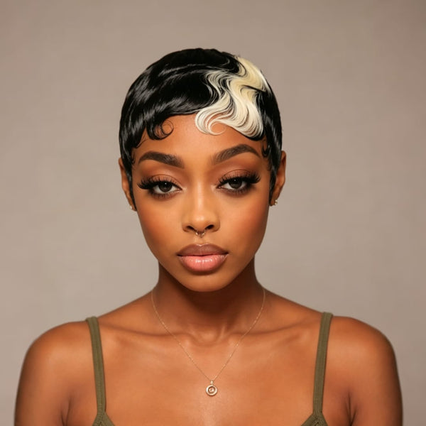 BeQueen Wig PIXIE WIGS Bequeen Highlight White Pixie Short Cut Wig