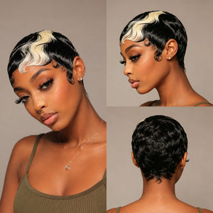 BeQueen Wig PIXIE WIGS Bequeen Highlight White Pixie Short Cut Wig