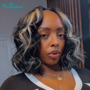 BeQueen Wig Luxurious Customized Wigs Bequeen Highlight White Wave Style Short Cut Bob Wig