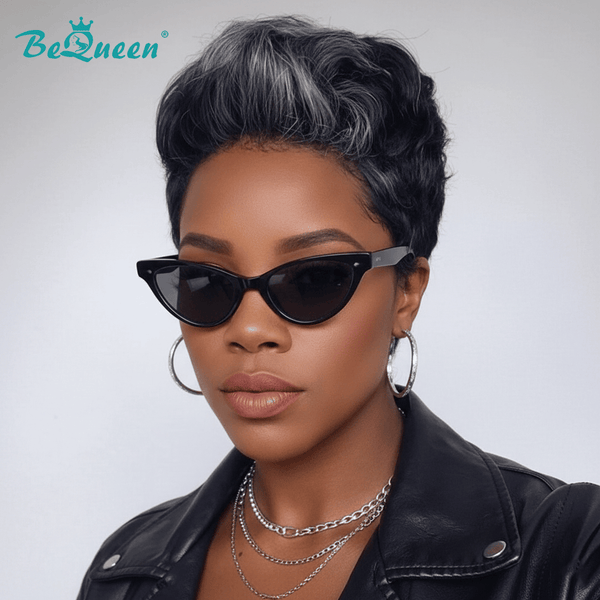 BeQueen Wig PIXIE WIGS Bequeen Hightlight Grey Pixie Wig