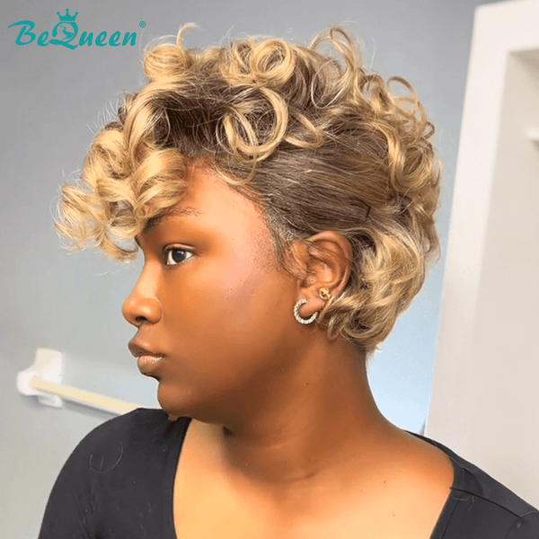 BeQueen Wig PIXIE WIGS Bequeen Honey Blonde Curly Pixie Wig