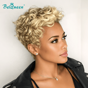 BeQueen Wig FULL LACE WIG Bequeen Honey Blonde Short Wave Pixie Full Lace Wig