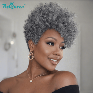BeQueen Wig PIXIE WIGS Bequeen Kinky Curly Grey Pixie Wig