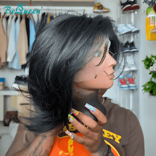 BeQueen Wig Bequeen Layer Black Short Bob Wig