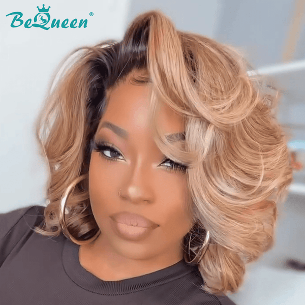 BeQueen Wig Bequeen Layer Blonde Dark Root Bob Wig