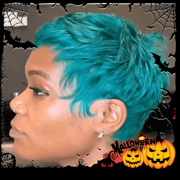 BeQueen Wig PIXIE WIGS Bequeen Light Blue Pixie Machine Made Wig