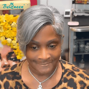 BeQueen Wig Luxurious Customized Wigs Bequeen Luxurious Side Part Salt and Pepper Wig