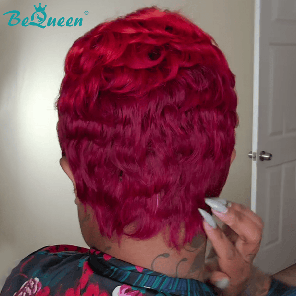 BeQueen Wig PIXIE WIGS Bequeen Machine Made 99J Short Pixie Wig