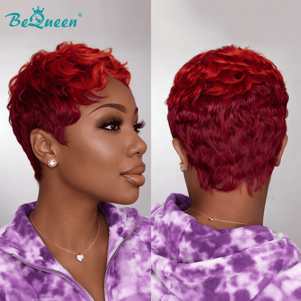 BeQueen Wig PIXIE WIGS Bequeen Machine Made 99J Short Pixie Wig