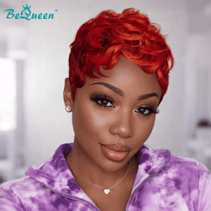 BeQueen Wig PIXIE WIGS Bequeen Machine Made 99J Short Pixie Wig