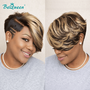 BeQueen Wig PIXIE WIGS Bequeen Mixed Bronze Side Part Frontal lace Wig