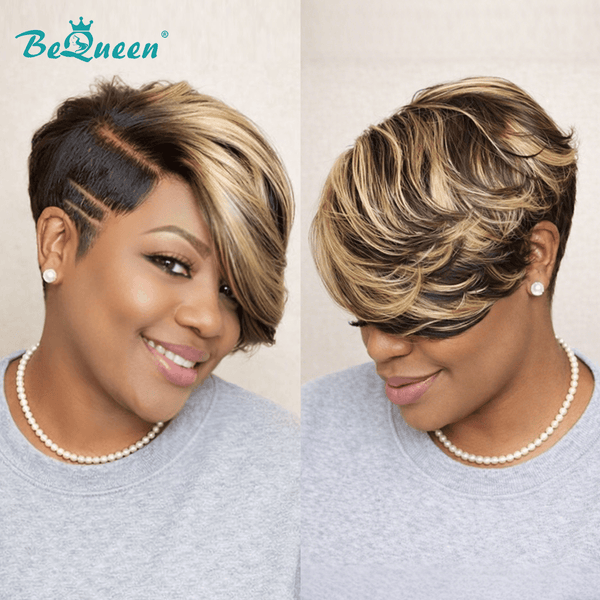 BeQueen Wig PIXIE WIGS Bequeen Mixed Bronze Side Part Frontal lace Wig