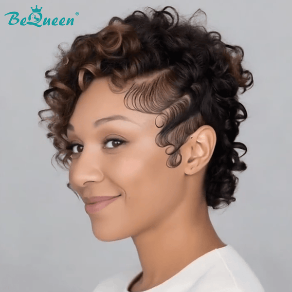 BeQueen Wig FULL LACE WIG Bequeen Mixed Brown Curly Side Part Full Lace Wig