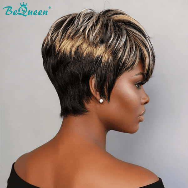 BeQueen Wig PIXIE WIGS Bequeen Mixed Color Side Part Pixie Short Cut Wig
