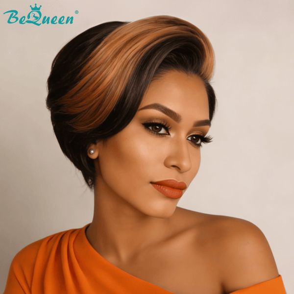 BeQueen Wig PIXIE WIGS Bequeen Mixed Golden Special Short Cut Frontal Lace Wig