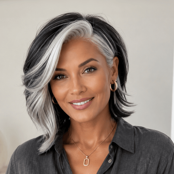 BeQueen Wig BOB WIGS Bequeen Money Piece Highlight White Natural Short Cut Frontal Lace Bob Style Full Cap Wig