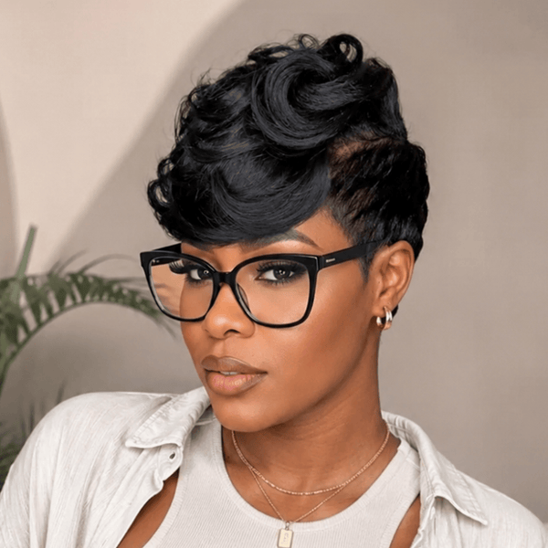BeQueen Wig PIXIE WIGS Bequeen Natural Black 13X4 Lace Side Part Pixie Short Cut Full Cap Wig
