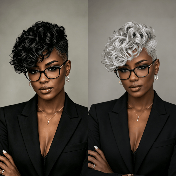 BeQueen Wig FULL LACE WIG Bequeen Natural Black / Gray Side Part Full Lace Wig