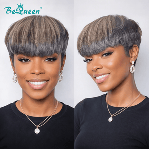 BeQueen Wig PIXIE WIGS Bequeen Natural Highlight White Pixie Wig