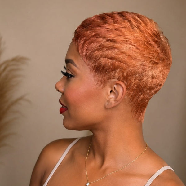 BeQueen Wig PIXIE WIGS Bequeen No Lace Rose Gold Pixie Glueless Wig