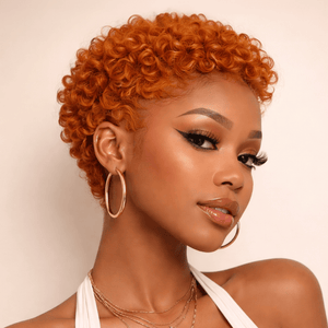 BeQueen Wig PIXIE WIGS Bequeen Orange #350 Curly Afro Glueless Pixie Cut Wig